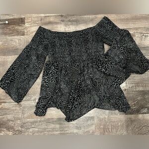 Torrid Size 1 Babydoll Chiffon Smocked Off-Shoulder Asymmetrical Top